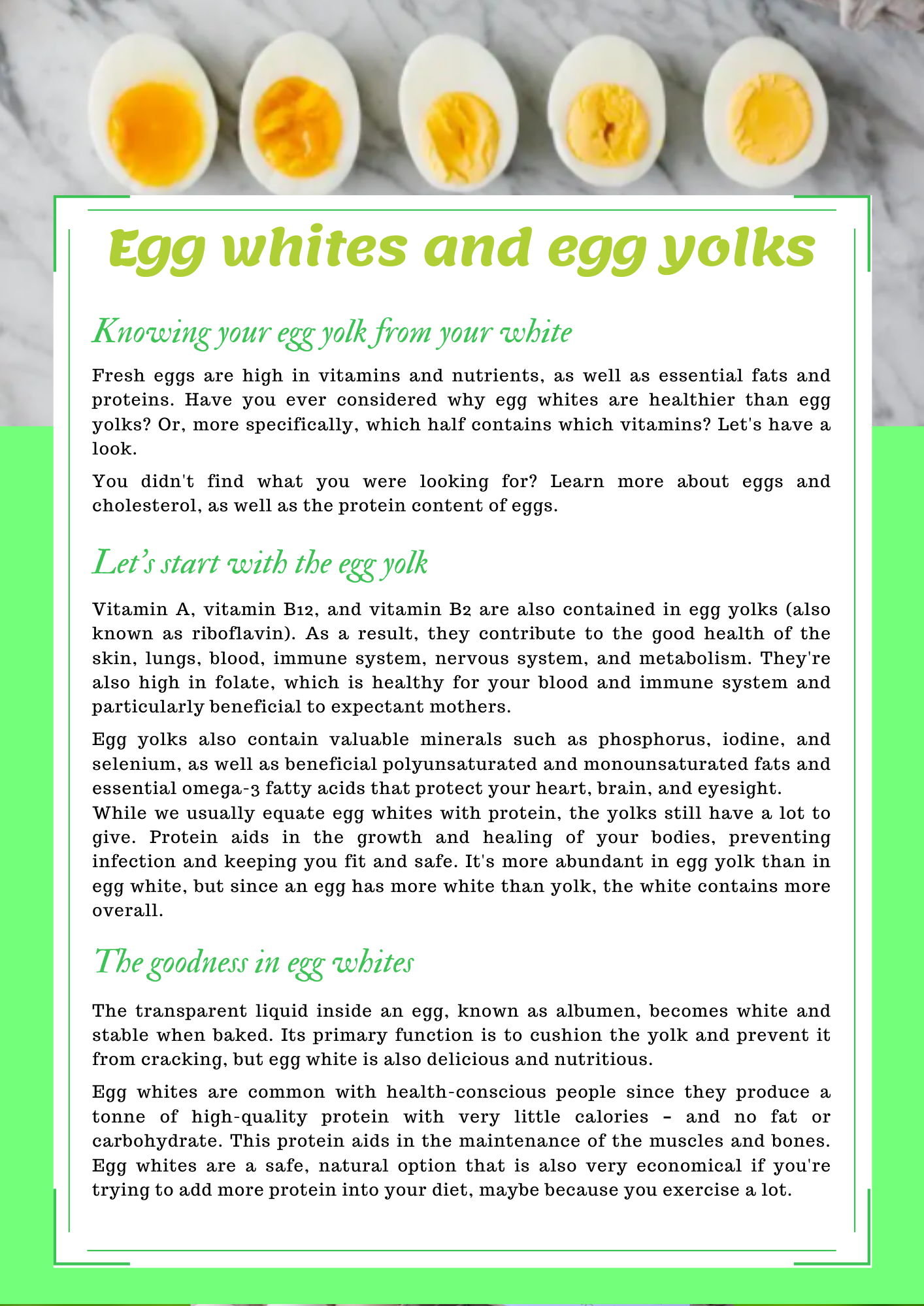 Egg white & Egg yolk